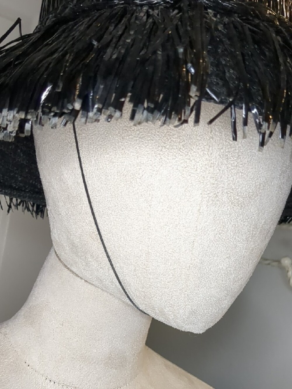 Vintage 50s Herbert Elster Black Straw Hat Summer Beach Made In Italy - Picture 10 of 13